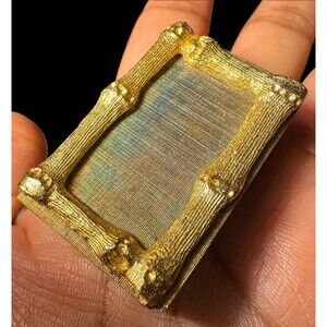 Vintage Match Box Holder - Gold Brass Metal Bambo Design - Hollywood Regency